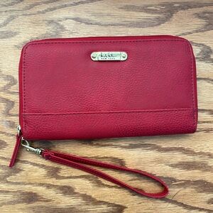 Nicole Miller Red Wallet Sleek Textured Design